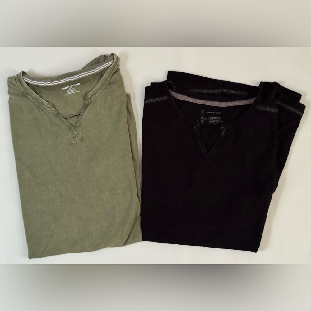 DKNY Green and INC Black Lot 2 Men’s Short Sleeve Tees Shirts Size Large